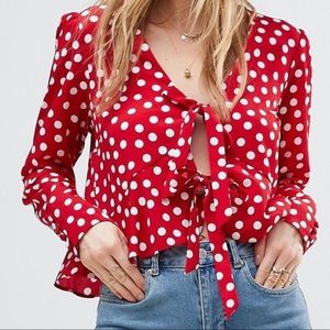 ASOS Red and White Polka Dot Blouse